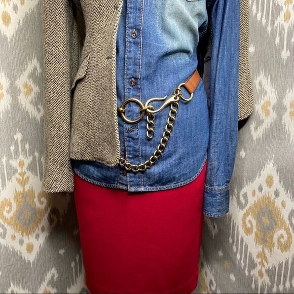 Ralph Lauren Red Wool Knee Length Pencil Skirt - Picture 16 of 16